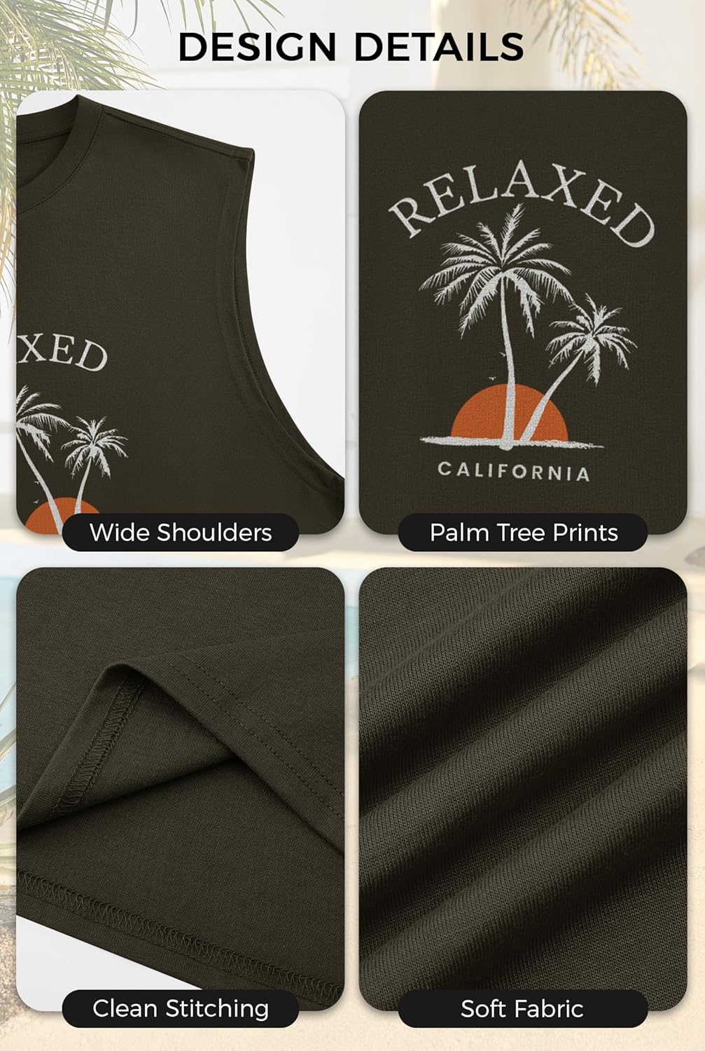 Mens Beach Summer Tank Tops Palm Tree Graphic Vacation Muscle Sleeveless Shirts (S-3XL) - Image 6