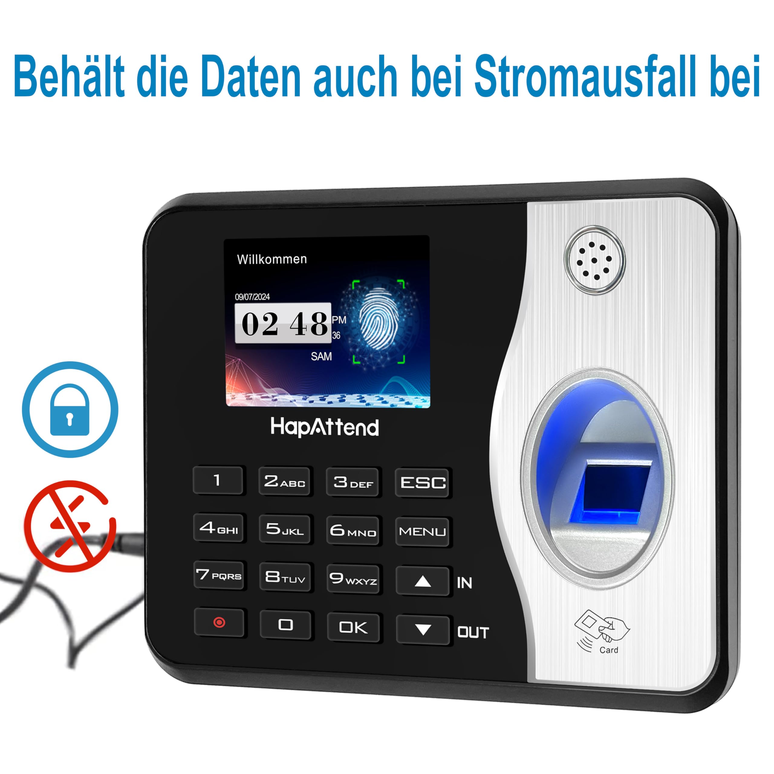 zeiterfassung für kleinbetriebe, Fingerabdruck stempeluhr arbeitszeiterfassung stempeluhr, Deutsche Ausgabe stechuhr zeiterfassung Mitarbeiter mit 5 RFID (0 monatliche Gebühren H3)