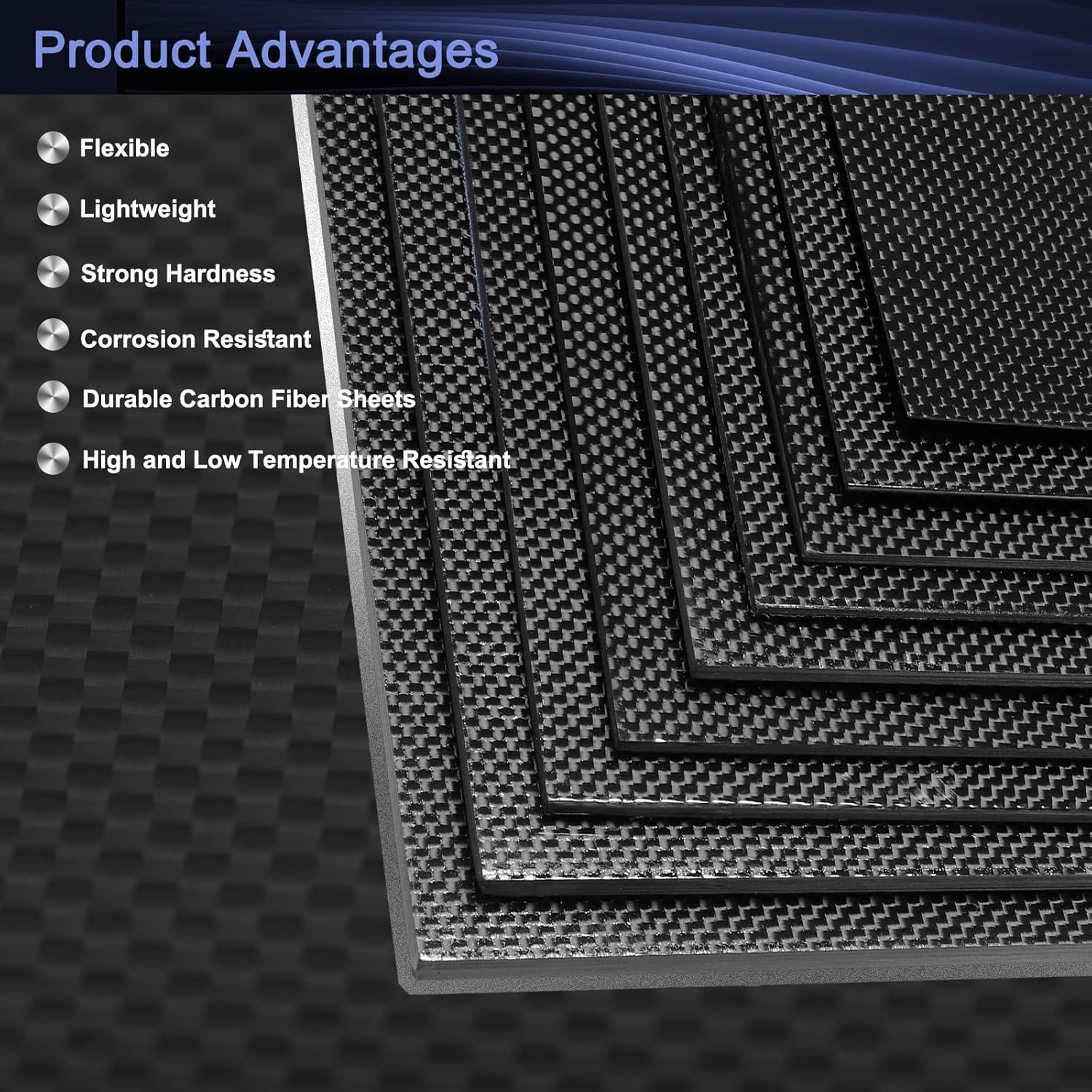 MECCANIXITY 3K Carbon Fiber Plate Panel Sheets, 400 x 400 x 1.5mm Carbon Fiber Board Plate Flexible for RC Aircraft, Model Car, Auto Parts (Plain Bright)