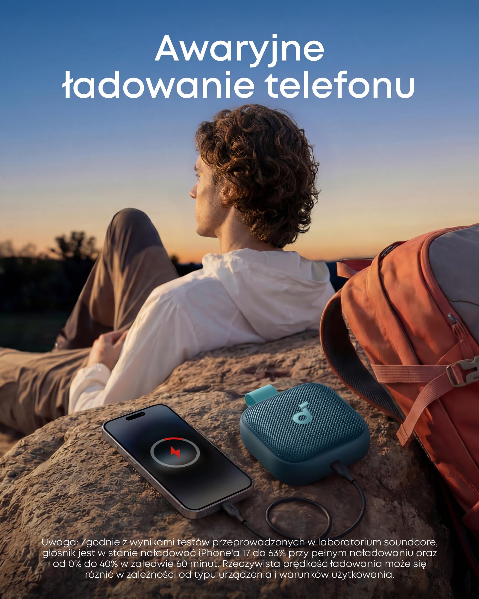 Głośnik przenośny soundcore Boom Go 3i firmy Anker, dźwięk o mocy 15 W, 24 godziny odtwarzania, klasa wodoodporności IP68, BassUp 2.0, funkcja awaryjnego ładowania, Bluetooth 6.0 (Niebieski)