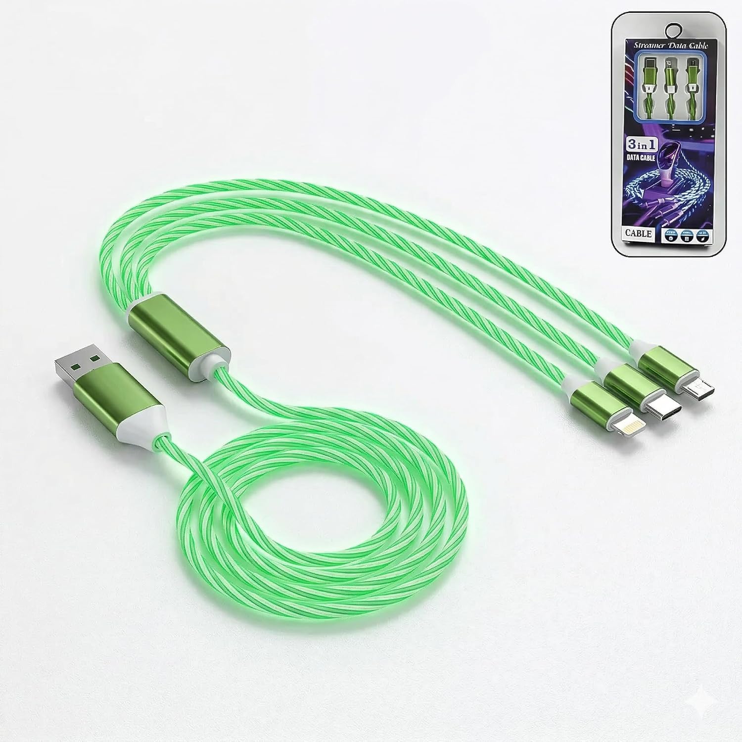 HouseTopper 3-in-1 LED Flowing Light Charging Cable, compatible with Lightning, Type-C and Micro USB, Fast Charging - Review, Price and Buying Guide