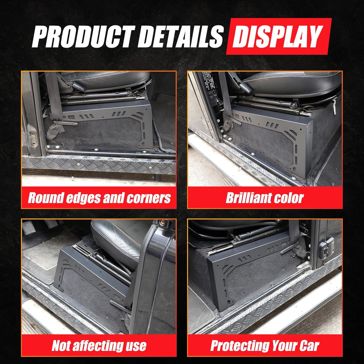 PIUGILH Seat Bracket Compatible with Land Rover Defender 2004 2005 2006 2007 2008-2018, Seat Side Mounting Bracket Track Assembly Sets, Includes Brackets and Hardware, Black, 2Pcs