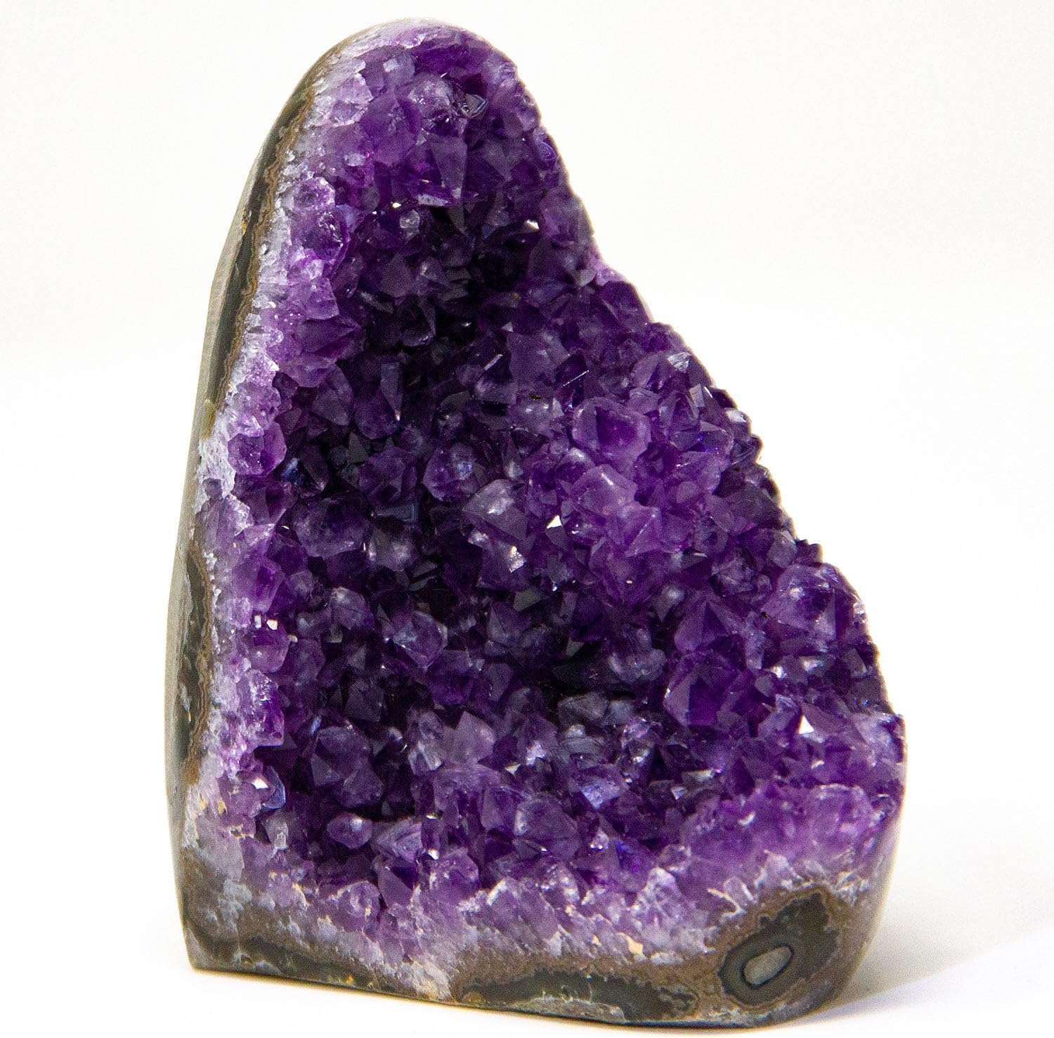 Extreme Rocks & Fossils Natural Amethyst Cluster with Polished Edges [1.5 to 2 lb.] Real Raw Geode Healing Crystal Rock from Uruguay, Deep Purple Decor and a Free Velvet Pouch of Rose Quartz