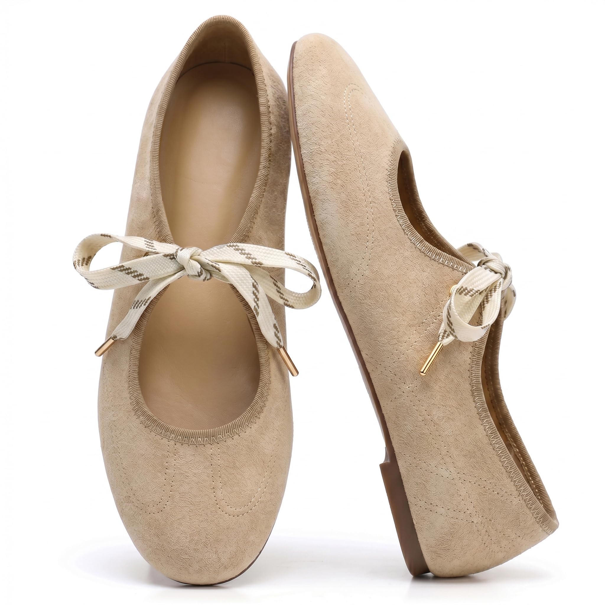 Lace Up Round Toe Ballet Flats