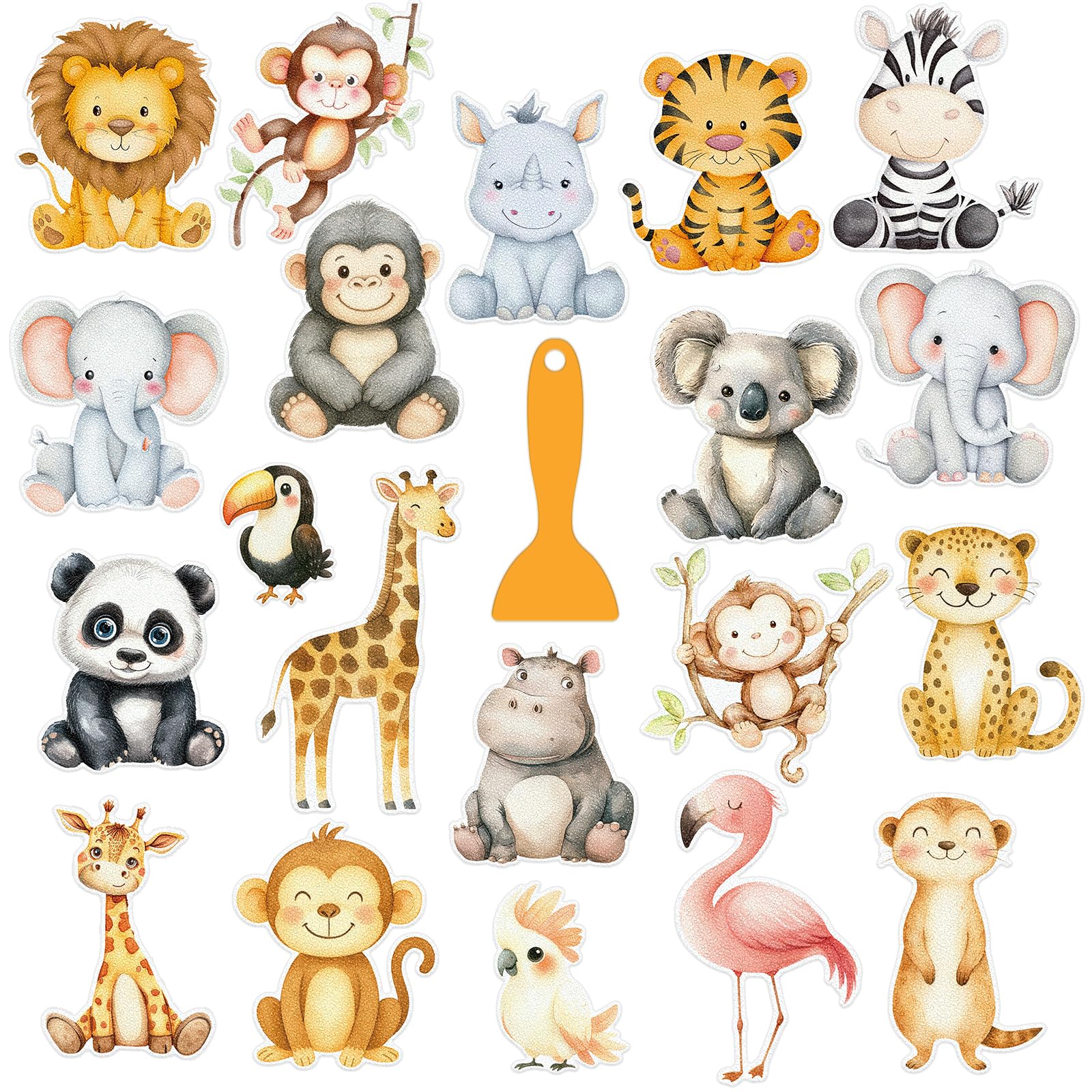 Calcomanías antideslizantes para baño infantil que decoran la ducha con animales del bosque