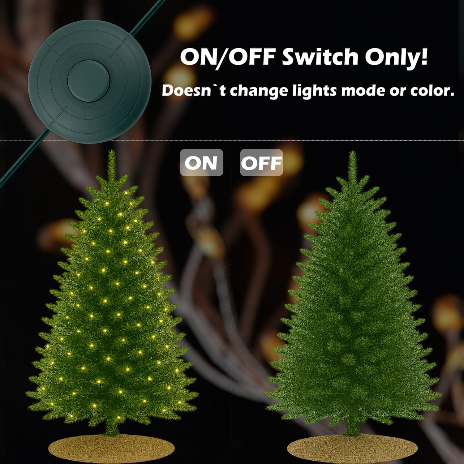 Goodsby Power Cord On/Off for Christmas X-Mas Tree Lights, Holiday Lighting, LED String Light Raintight 1/2 inch Connector TS-LU6W TS-LU13W TS-8W29V TS-13W29V TS-18W28V TS-20WL12V TS-26W29V TS-48W29V
