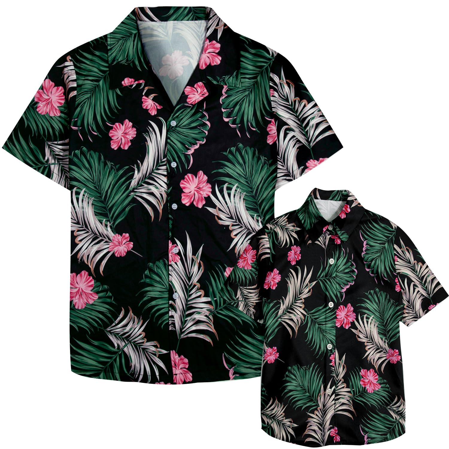 Hawaiian Dad and Son Matching Shirts - Floral Print Short Sleeve Button Down Cute Fathers Gift Set Baby Clothes
