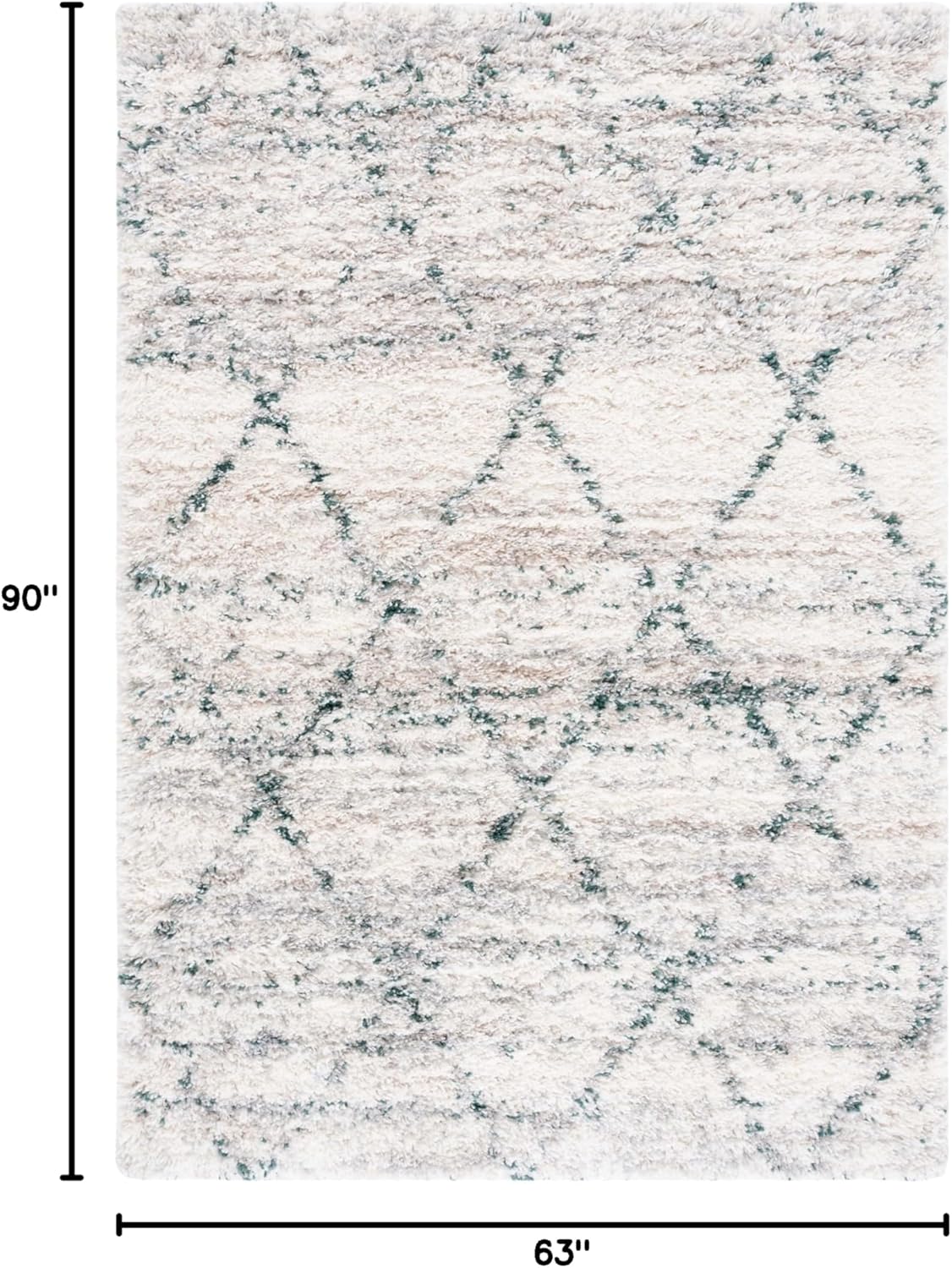 SAFAVIEH Fontana Shag 800 Collection Area Rug - 5'3" x 7'6", Green & Ivory, Shag & Flokati Design, Ideal for High Traffic Areas in Living Room, Bedroom & Dining Room (FNT886Y-5)
