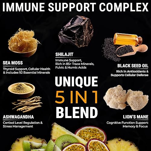 Miniatura 4 de Gomitas Shilajit orgánicas con gomitas de musgo marino - Suplemento Shilajit para apoyo inmunológico - Shilajit puro del Himalaya y Ashwagandha con