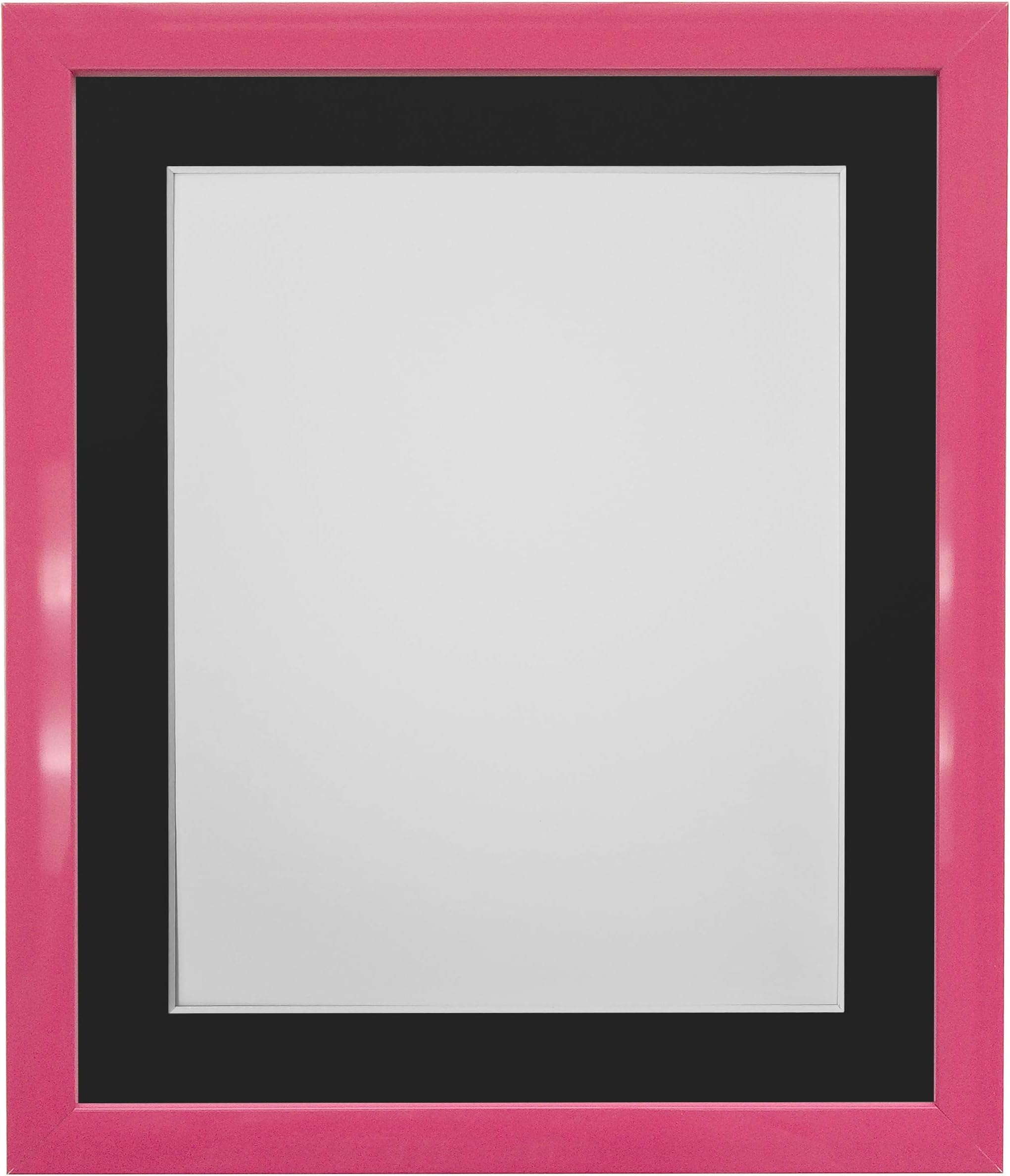 FRAMES BY POST0.75 Inch Pink Picture Photo Frame With Black Mount A4 Image Size 10 x 6 Inch Plastic Glass