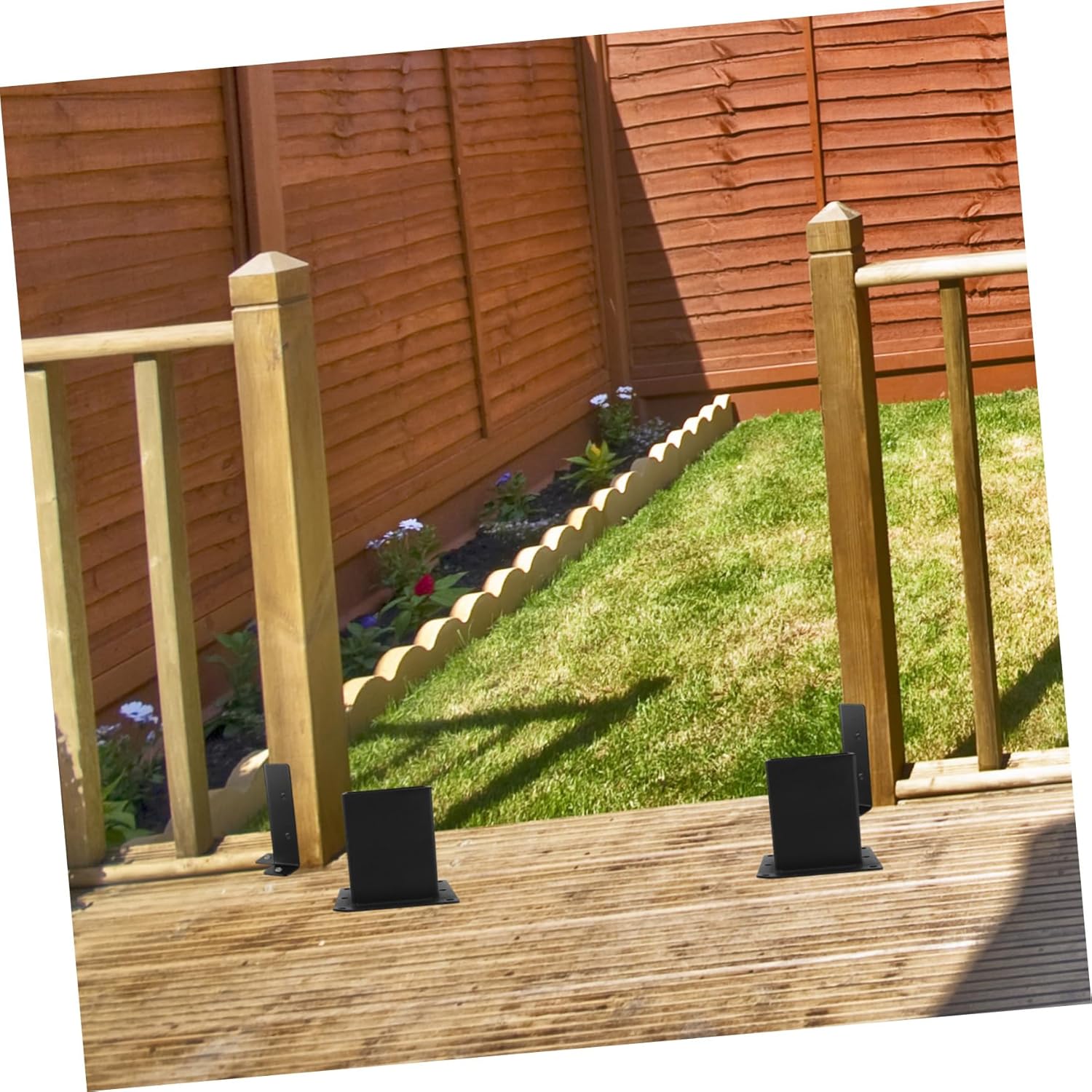 Gadpiparty Metal Square Fence Post Base Bracket for Deck and Gazebo Support Heavy Duty Post Mounting Brackets for Mailbox and Wood Fence Applications