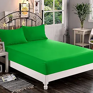 Elegant Comfort 1500 Premium Hotel Quality 1-Piece Fitted Sheet, Softest Quality Microfiber-Deep Pocket up to 16 inch,Wrinkle and Fade Resistant, Twin/Twin XL, Emerald Green
