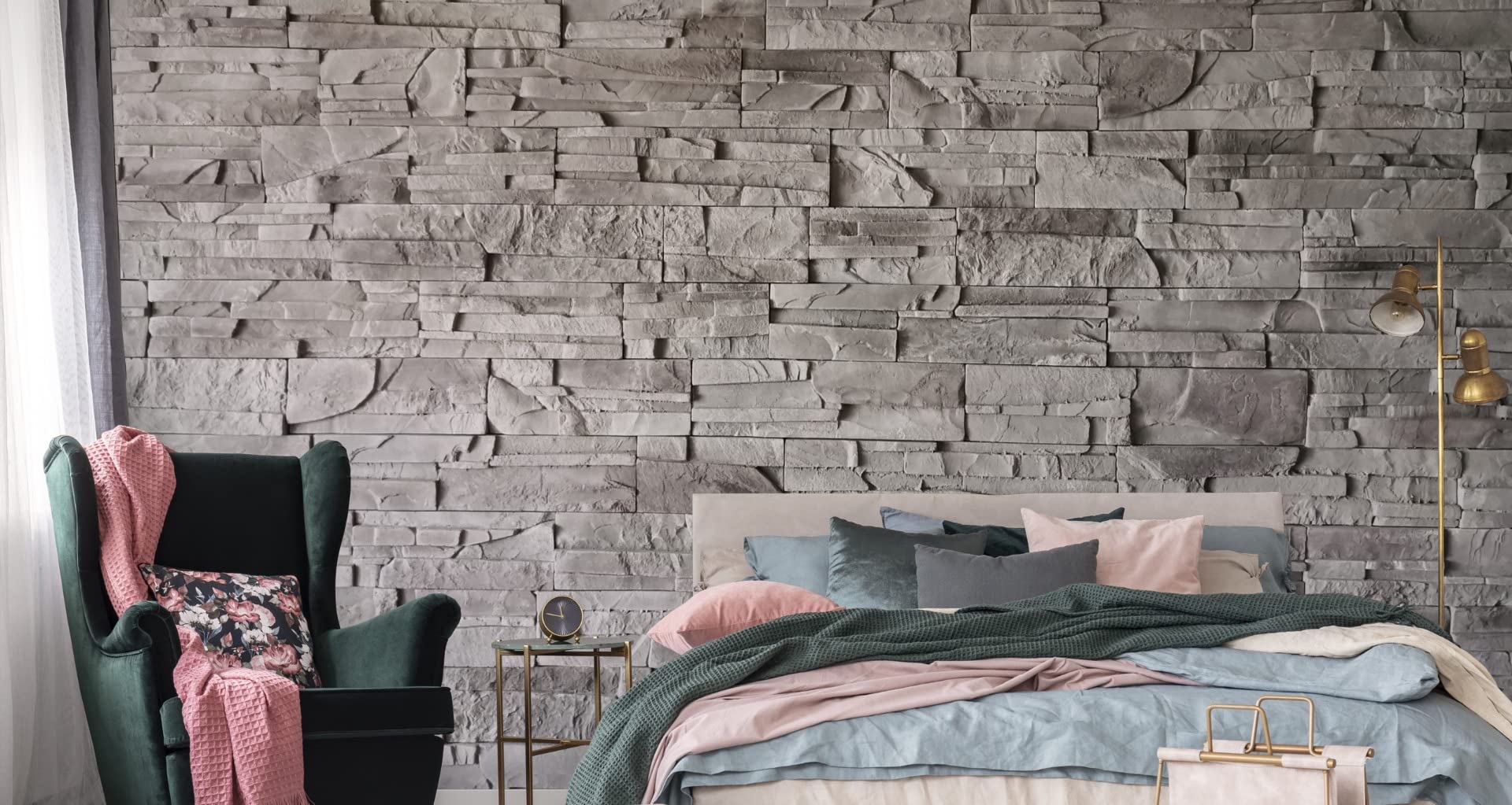 Samoprzylepna fototapeta ścienna kamień o wyglądzie kamienia muru łupkowego 520 x 318 nowoczesna tapeta XXL szara cegła 3D salon, sypialnia, biuro, korytarz, tapeta ścienna szer. 520 cm x wys. 318 cm