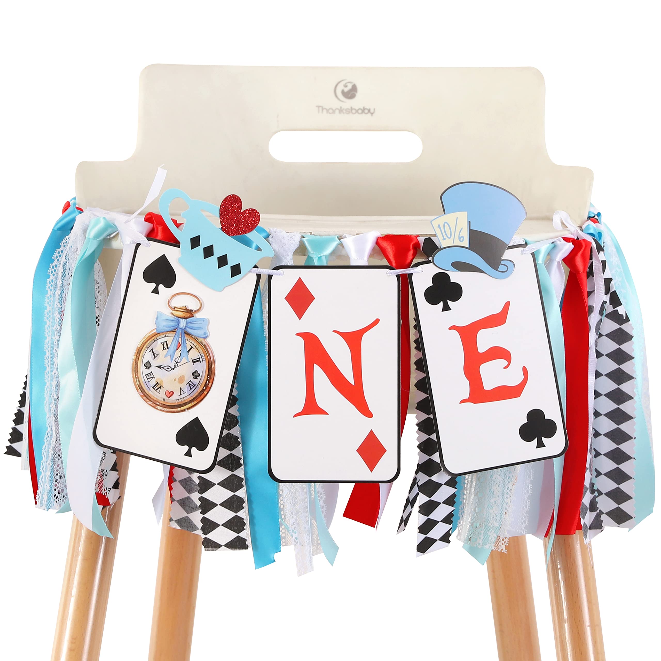 Alice in Wonderland One High Chair Banner - Wonderland Birthday Party Decorations for Girl's 1st Birthday