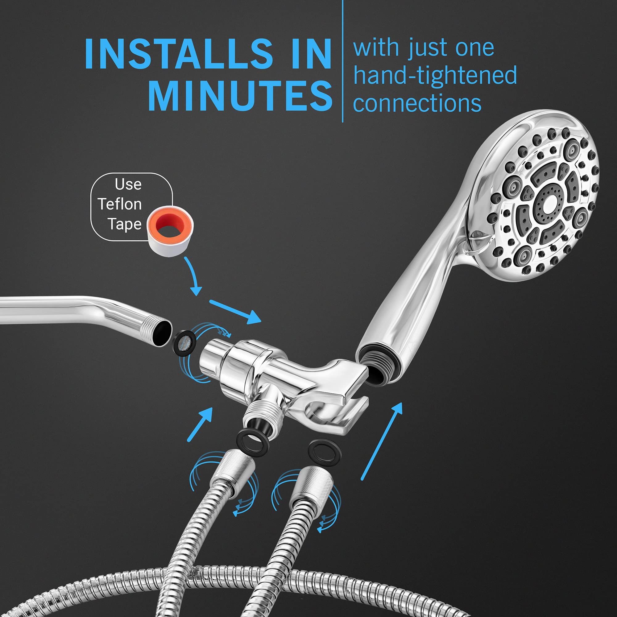 LOKBY HighPressure Handheld Shower Head 6Setting 5 Inch Handheld