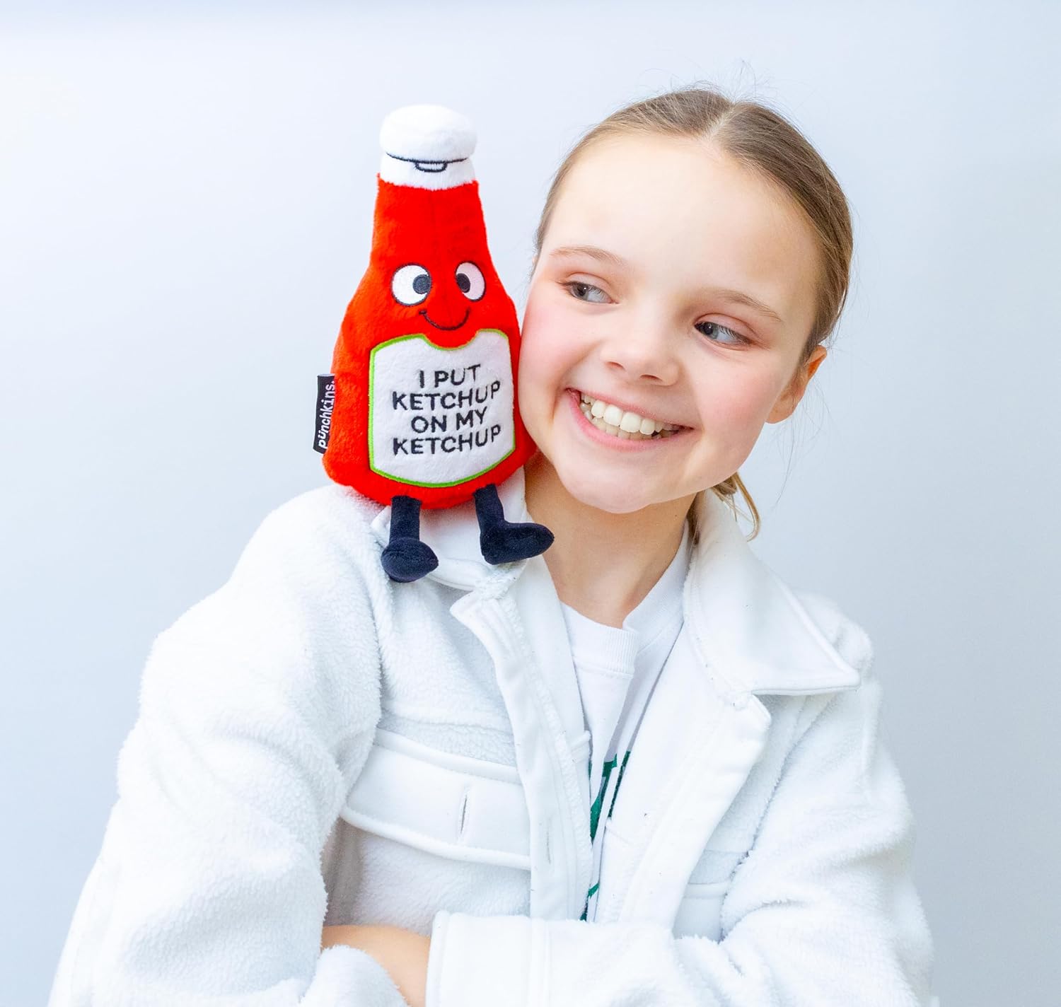 Punchkins I Put Ketchup on My Ketchup Meme Plushie - Funny Pun White Elephant Cute Gag Gift, Kids, Teens, Adults, Small