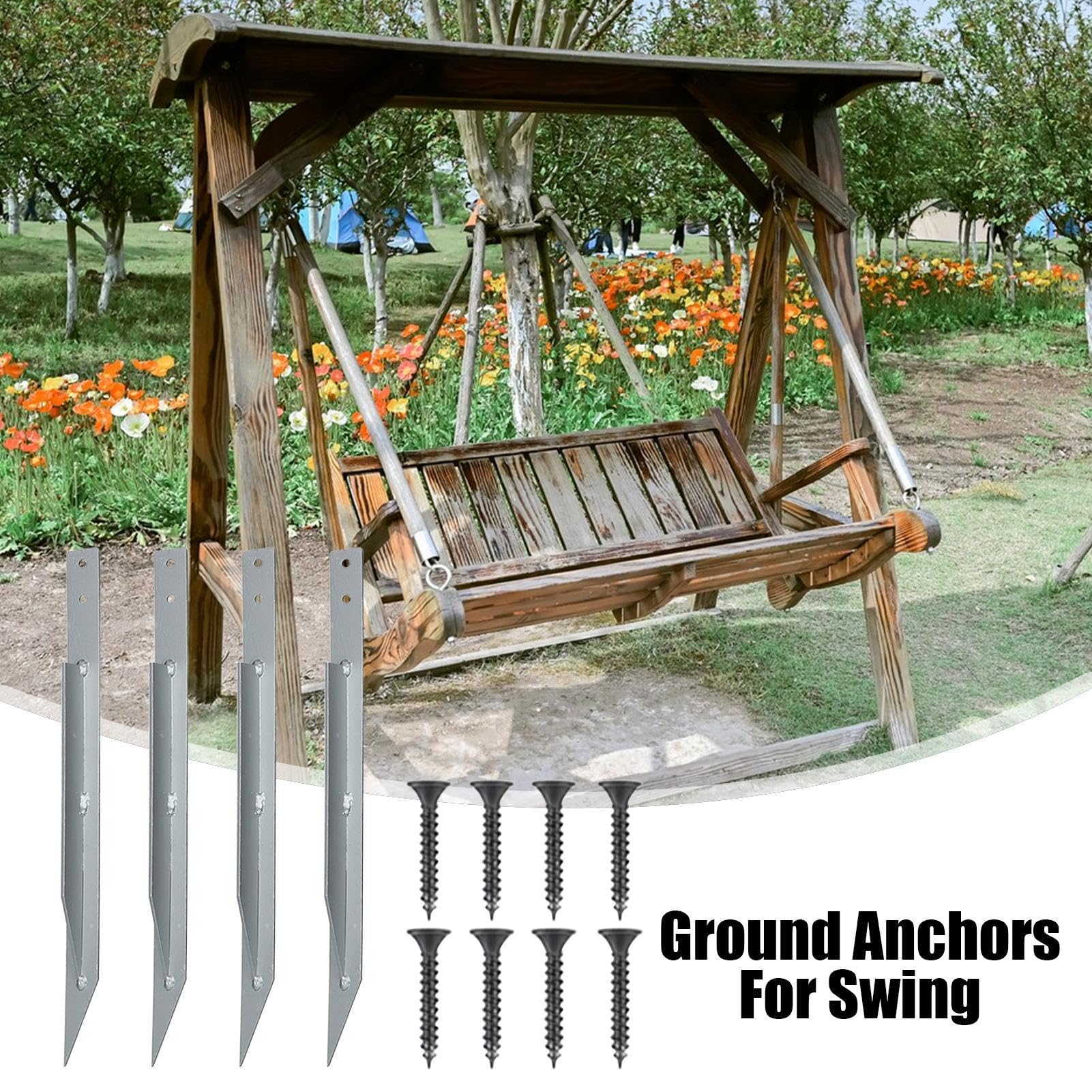 Outdoor Swing Anchors, Heavy Duty Earth Ground Anchors, Secure Stakes for Camping Tents, wytrzymałe metalowe pegi, odporne na wiatr, 40 x 4,5 cm, do domku zabaw