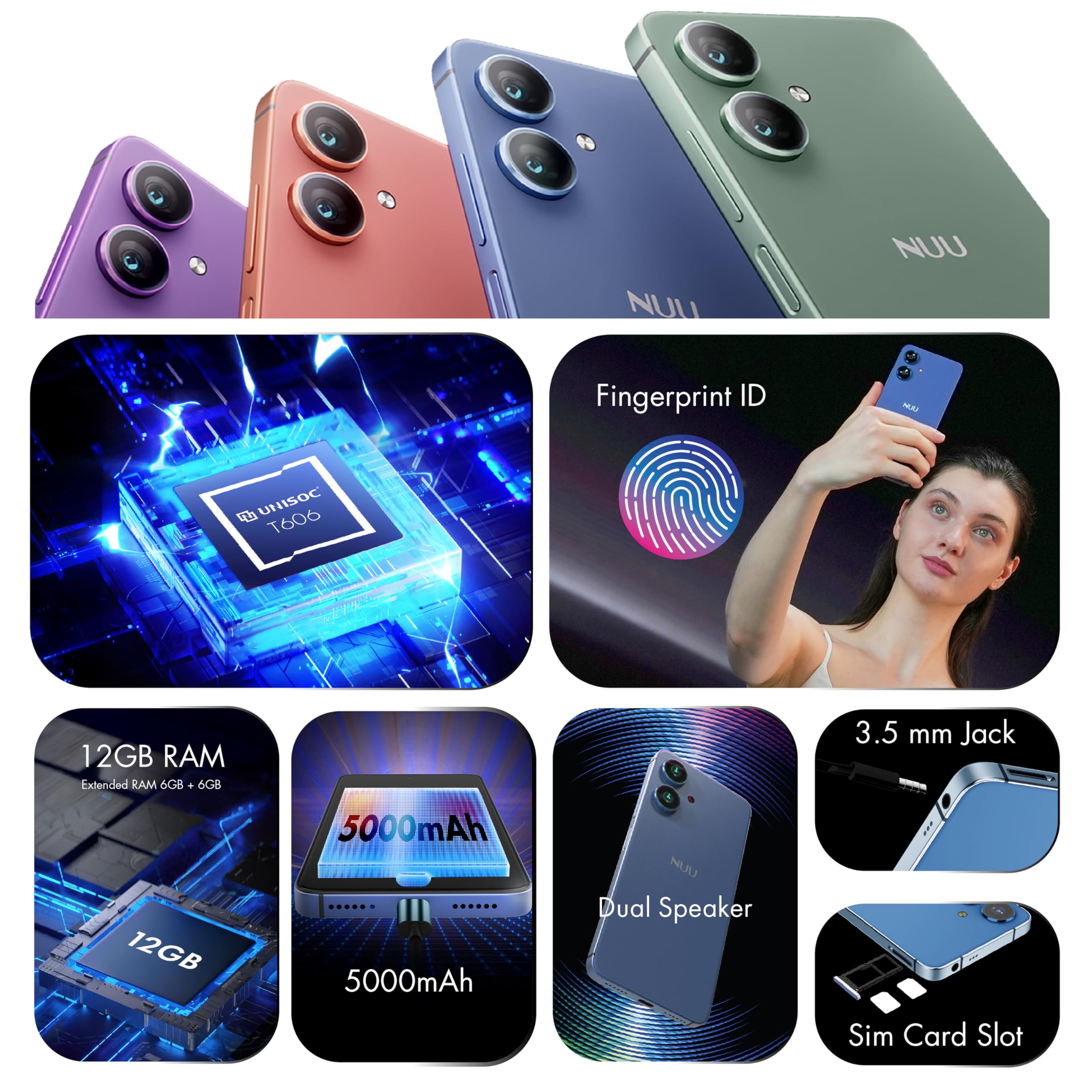 N20 Basic Cell Phone, Wide-Angle Camera,12GB RAM+128GB Storage, 6.6" 90Hz HD+ Display, Dual SIM 4G, Octa-Core, Android 14, Unlocked,1 Year US Warranty (Pink)