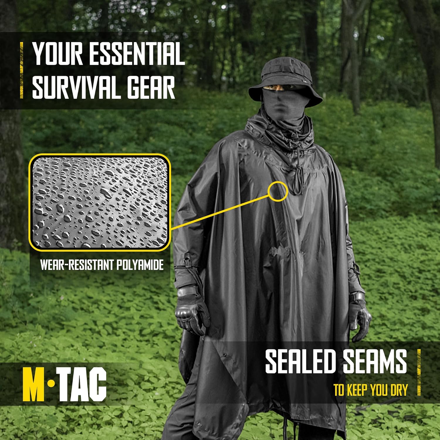 M-Tac Tactical Rain Poncho - Army Military Poncho Shelter - Waterproof Ripstop Camping Hiking Outdoor Hunting Rain Ponchos - Image 5