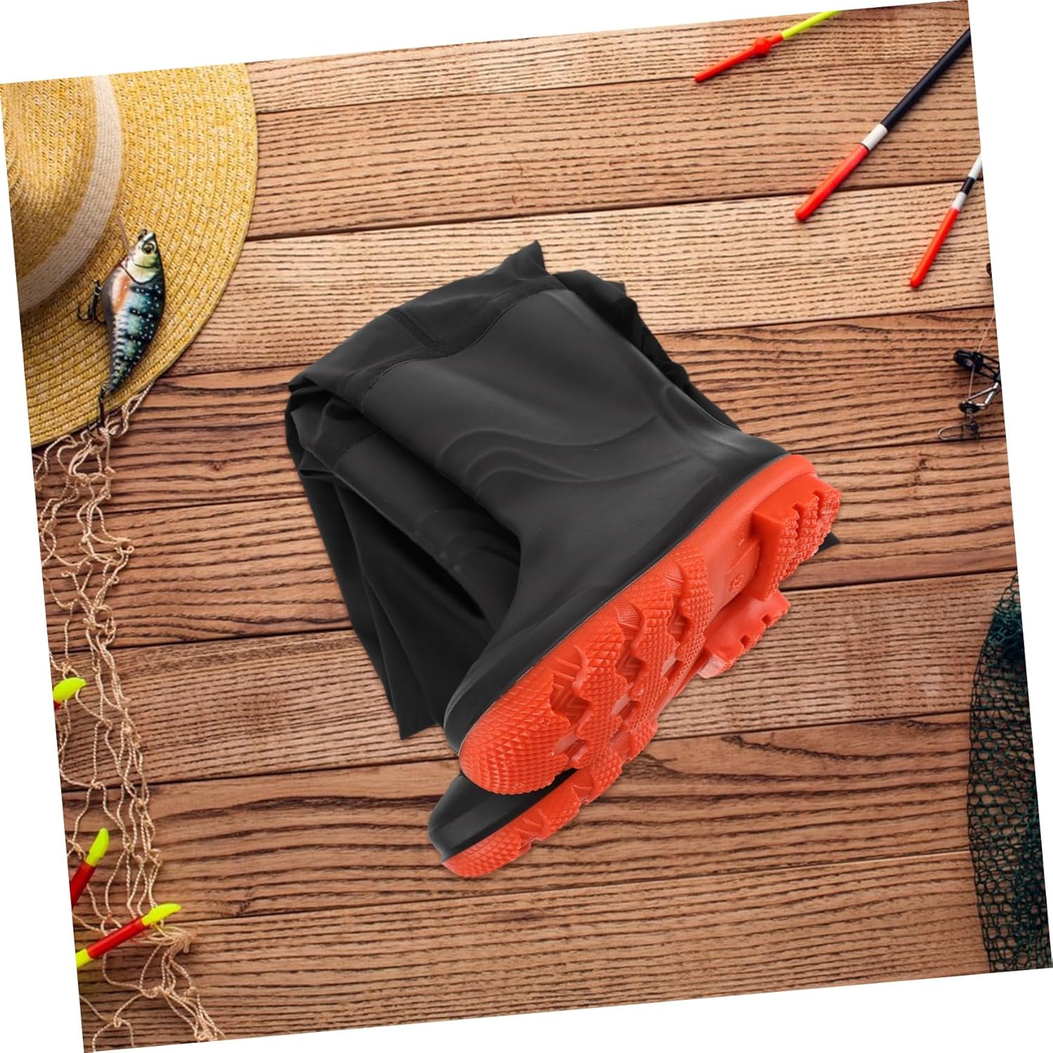 Men's Fishing Waders PVC Wading Trousers Non-Slip Rain Pants for Fishing Hunting Black