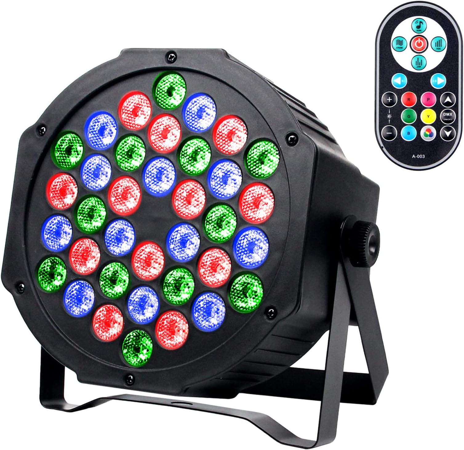 Par Light RGB 36 LED Stage Lights, 7 Lighting Modes Strobe Lights with Sound Activated DMX512 Stage Lighting, DJ Lights for Disco Party Birthday Wedding Clubs (1 Pcs)