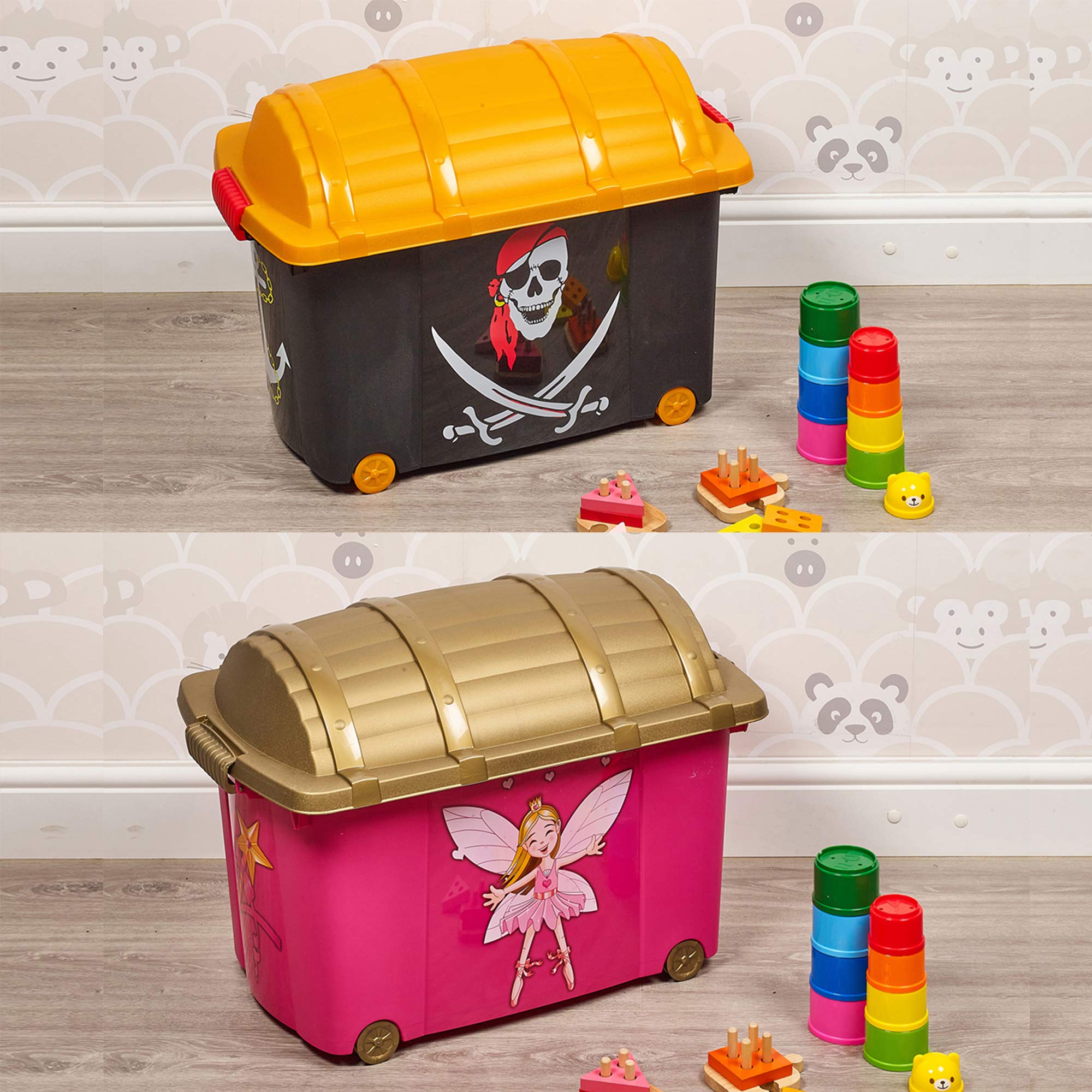 Urbn-Toys Both Pirate Or Fairy Designed Treasure Storage Container Chest Box Party Prop Play Set For Kids (, 2)