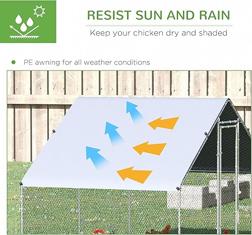 Miniatura 3 de PawHut Gallinero grande de metal con cubierta impermeable y anti-UV, jaula de valla en forma de espira para uso en granja al aire libre y patio,