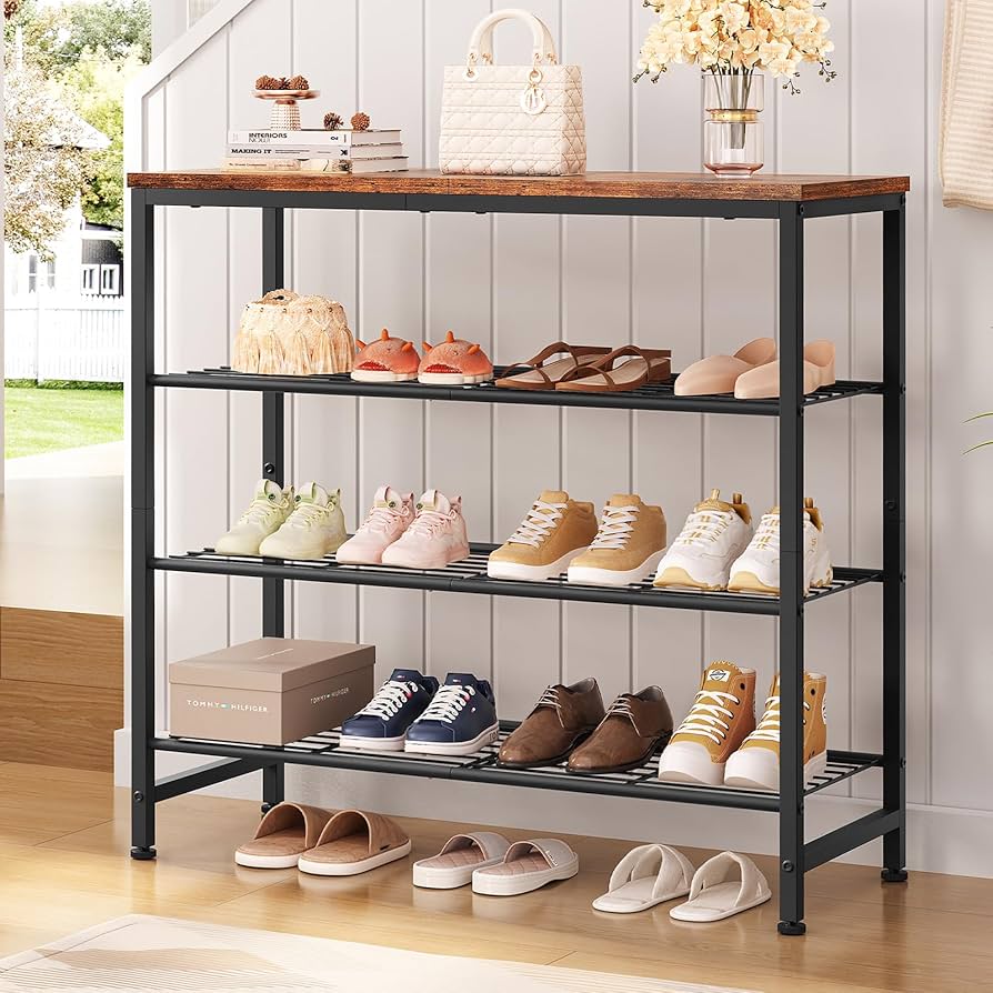 COSTWAY Industrial Shoe Rack, 5-Tiers Shoe Storage Organiser Stand With