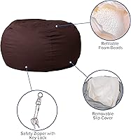 Vista 4 de BizChair Puf recargable de gran tamaño marrón sólido para todas las edades