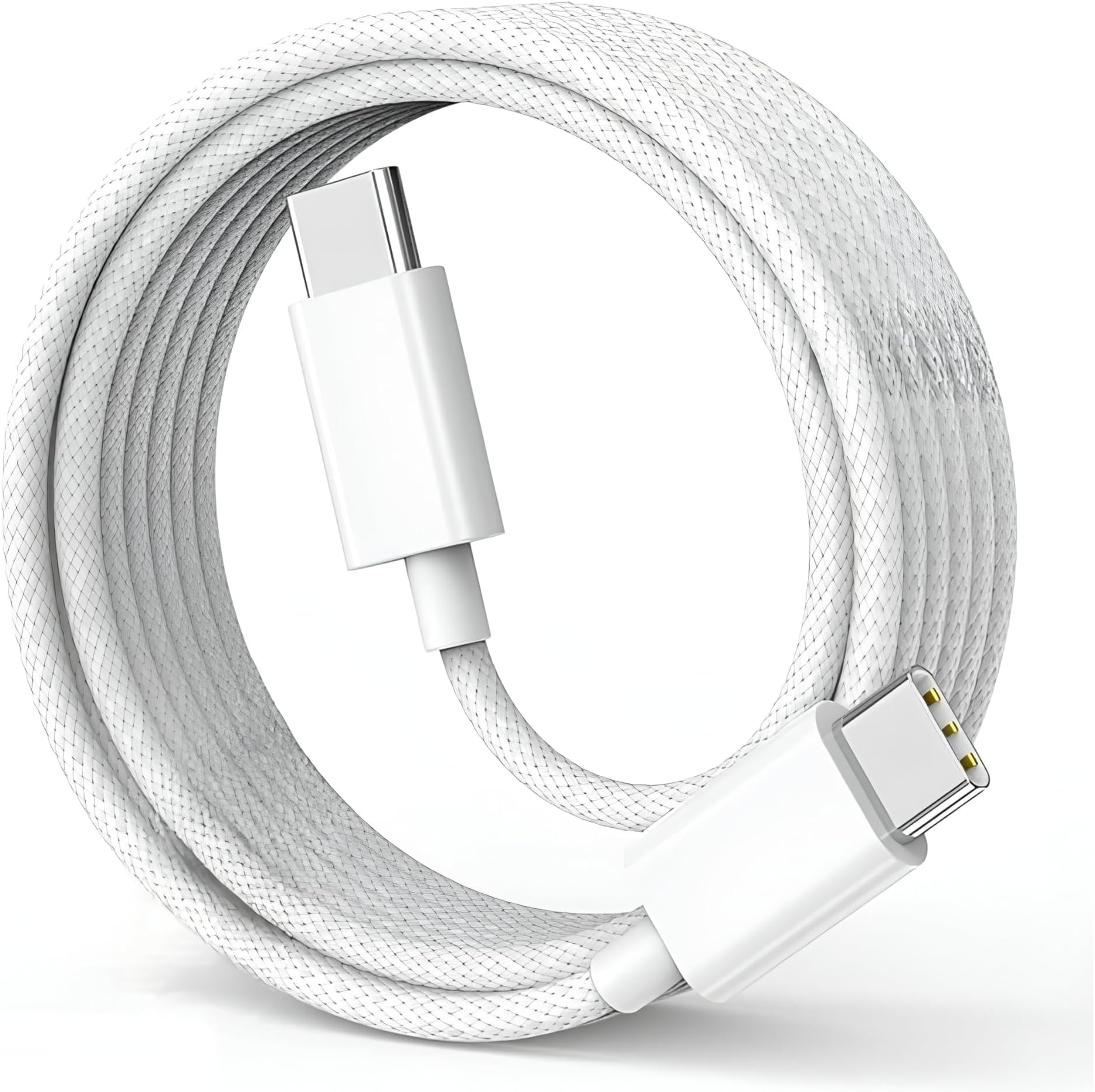 Original 20W Type C 1M Nylon Braided Cable Fast PD Charging Wire Compatible With iPhone 16,16 Plus,16 Pro Max,15,15 Pro Max,15 Plus,MacBook,Buds & Other USB-C Devices Fast Data Transfer,White