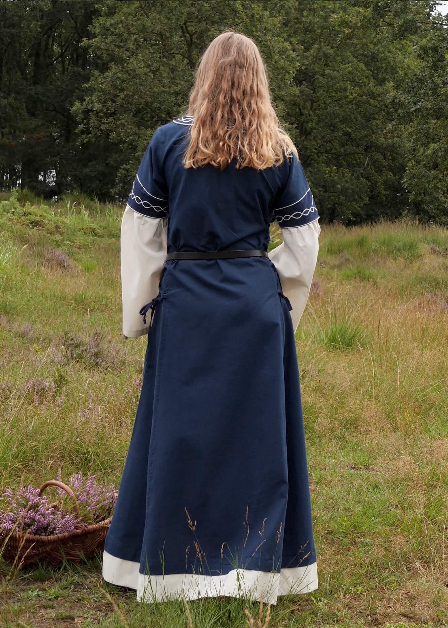 Battle-Merchant Alvina - Abito Medievale Lungo da Donna - Maniche Lunghe - Cotone - Ideale Come Costume Vichingo o di Carnevale