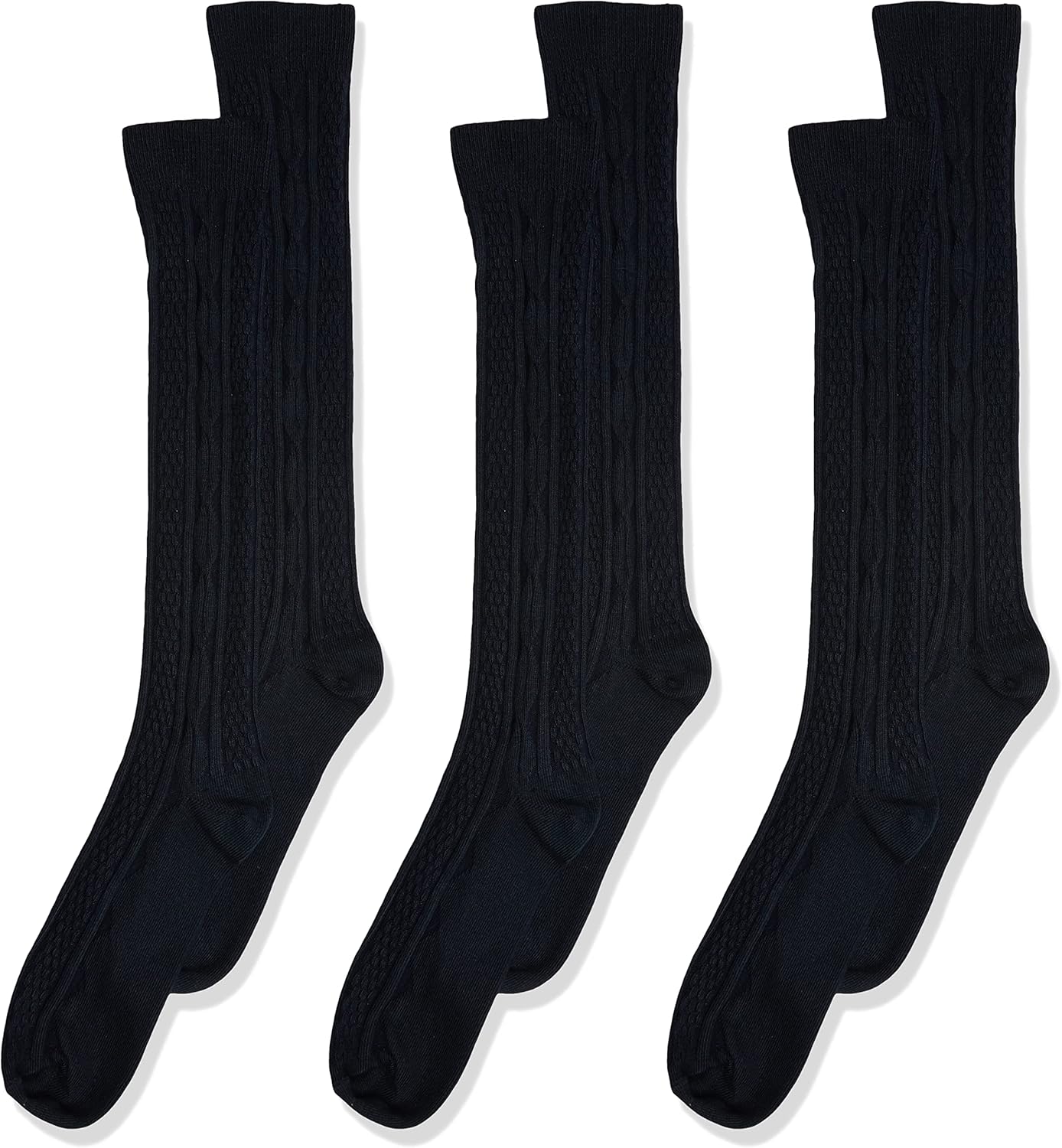 Jefferies Socks Girls 2-6X Classic Cable Knee High 3 Pair Pack