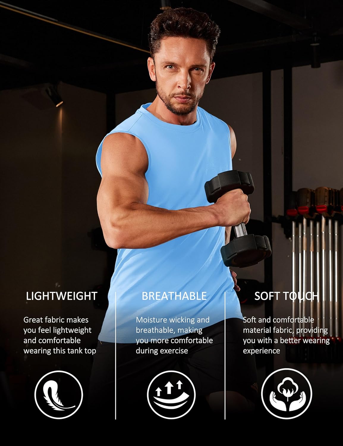 MAGCOMSEN Men's Tank Top Cotton Muscle Workout Gym Shirts Moisture Wicking Lightweight Summer Casual Sleeveless Shirts - Image 4