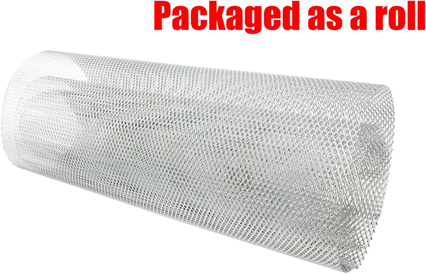 Modengzhe 47 x 15.7 inches Car Grill Mesh Sheet, Silver Tone Aluminum Alloy Multi-functional Grille Mesh Roll (3 x 6 mm Rhombic Grids)