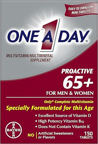 One A Day Proactive 65 multivitamínico para hombres y mujeres suplemento con vitamina A vitamina C vitamina D y zinc para apoyo inmunológico para la