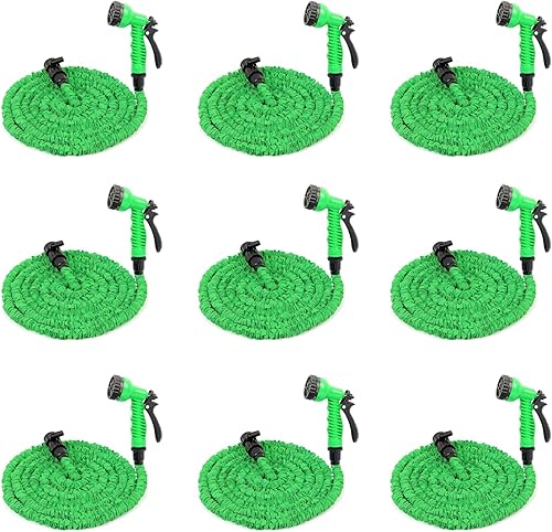 Manguera de jardín expandible  Manguera de agua flexible de 25 pies con boquilla de pulverización de 7 funciones, pistola de pulverización de