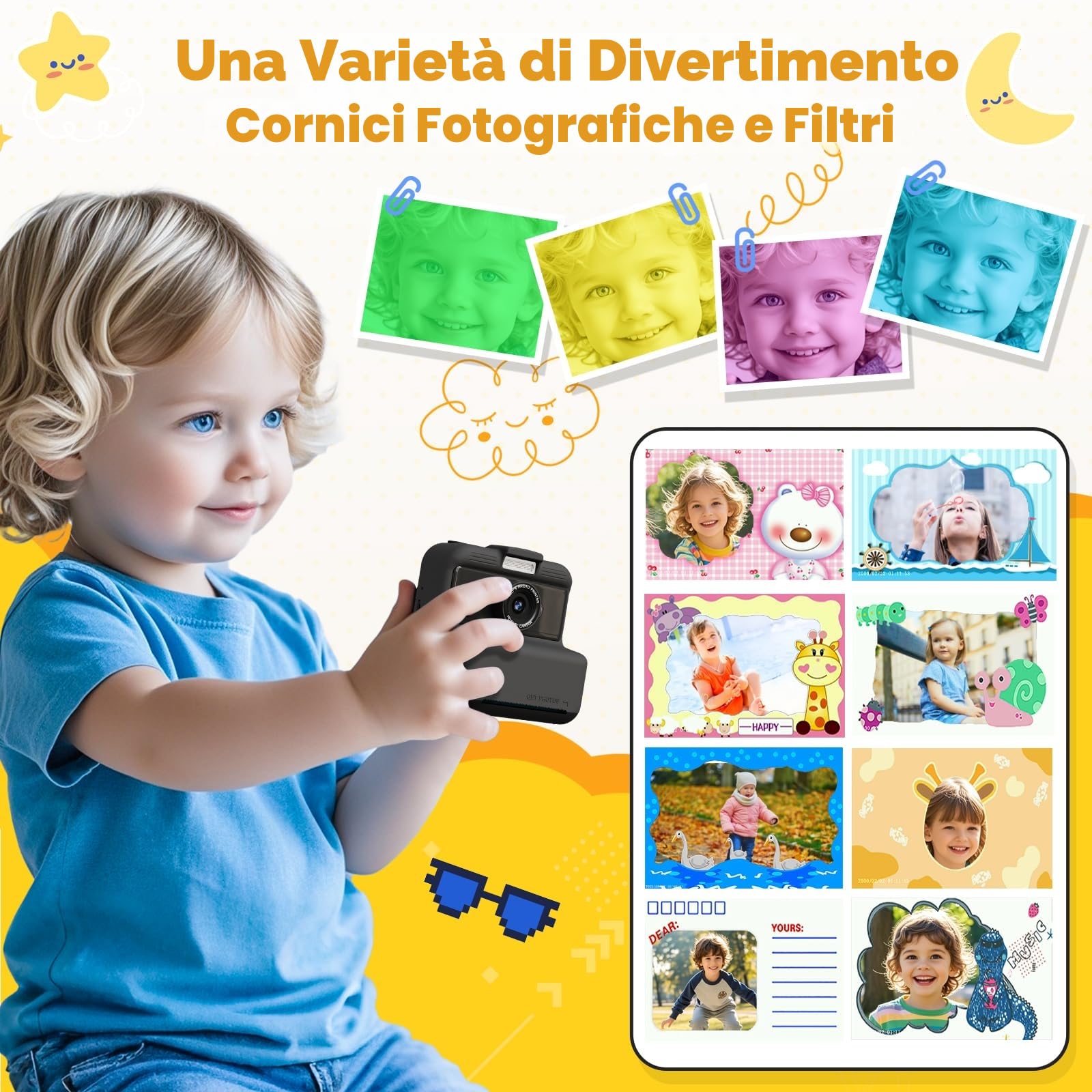 CAMCLID Macchina Fotografica Istantanea Bambini 48MP 2,5 UHD 3,0 Pollici con Scheda 32GB Nero