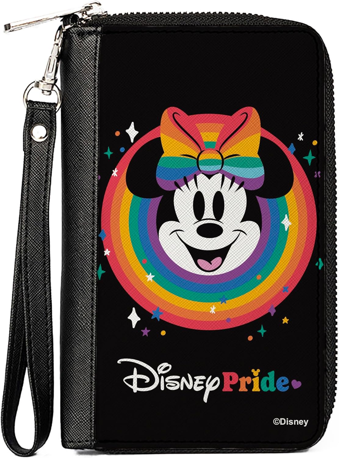 Buckle-Down Disney Wallet, Zip Around, Minnie Mouse Disney Pride Smiling Face Rainbow, Vegan Leather - Image 9