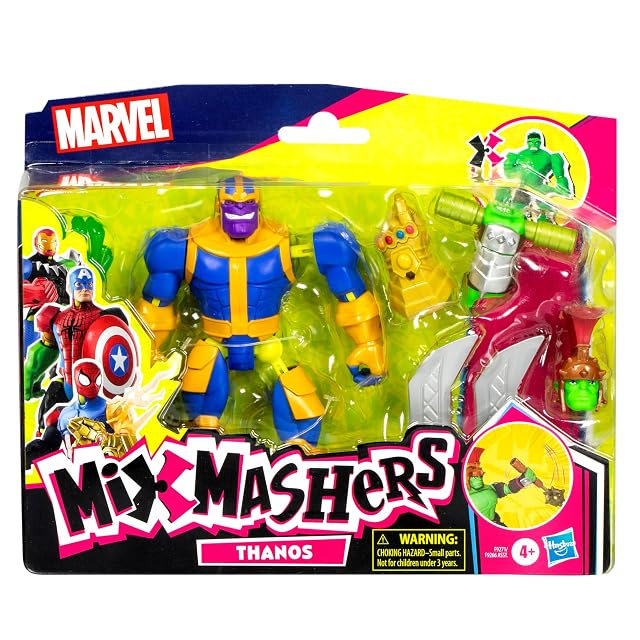 Foto 2 de 8 de MixMashers Marvel, Thanos, Figura Deluxe Personalizable Mix-and-Match Avengers y Accesorios