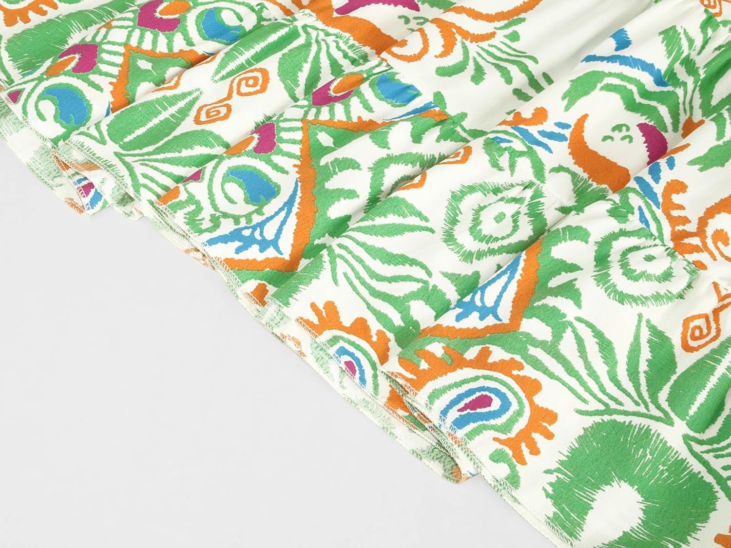 miduo Womens Summer Dress Casual V Neck Buttoned 3/4 Sleeve Bohemian Tribal Print Flowy Mini Dresses - Image 6