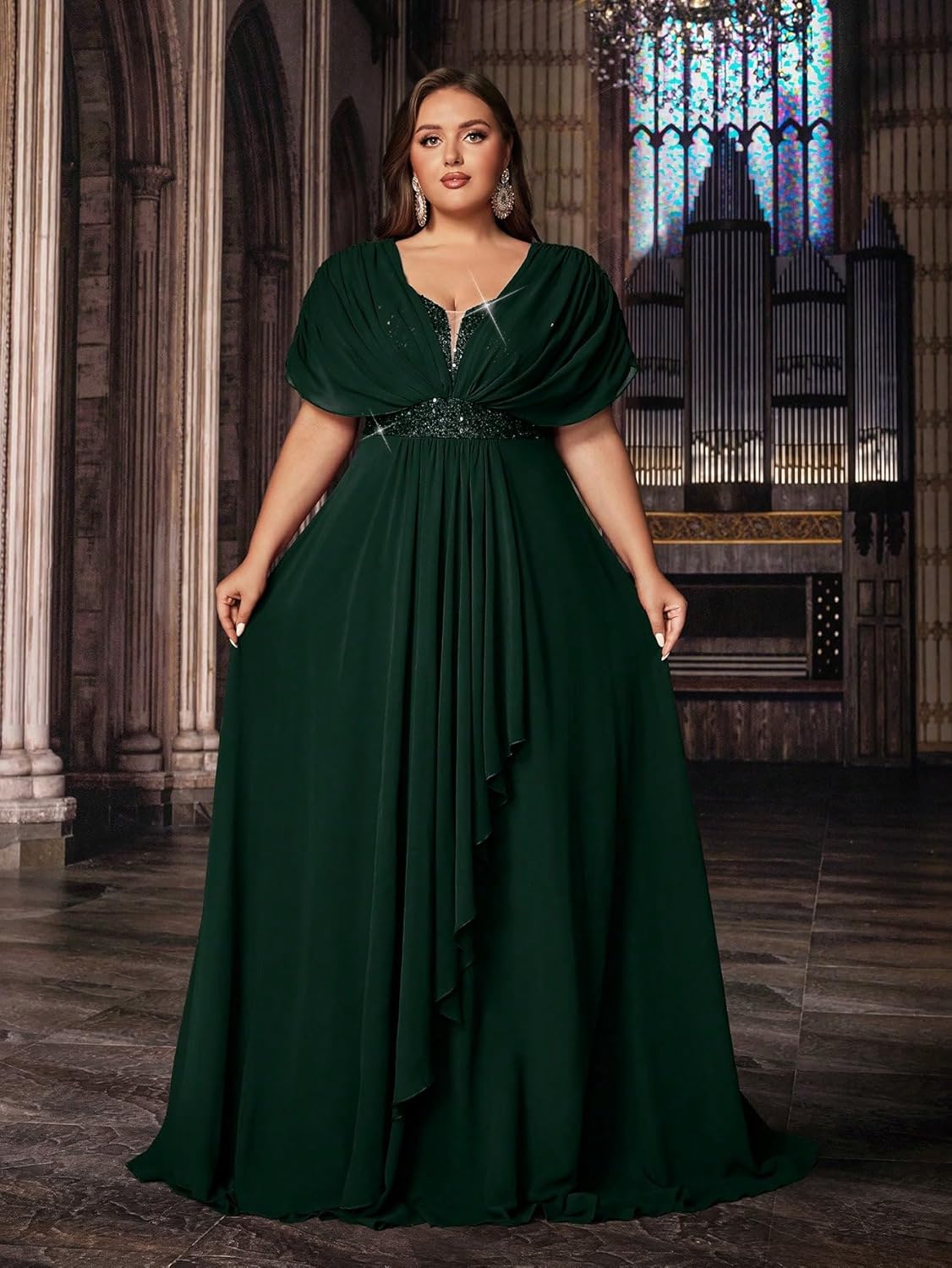 Women's Plus Size Wedding Guest Summer Maxi Elegant Sequin Bridesmaid Dresses A line Long Evening Party Cocktail Gown - Image 3