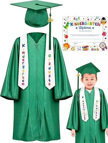 QZYL Juego de gorro y bata de graduación de jardín de infantes, traje unisex de felicitaciones graduadas con borla y certificado para jardín de
