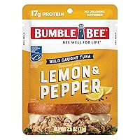 Vista 44 de Bumble Bee Atún sazonado con limón y pimienta, bolsas de 2.5 onzas (paquete de 12), listo para comer, bolsa de atún capturado en la naturaleza, 0.60