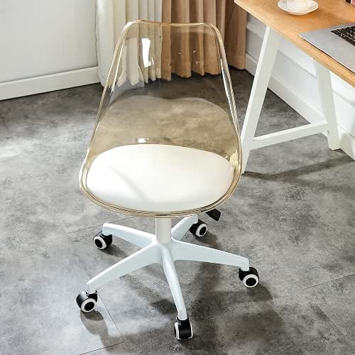 Clear Desk Chair, Plastic Home Office Chair, Acrylic Rolling Chair,