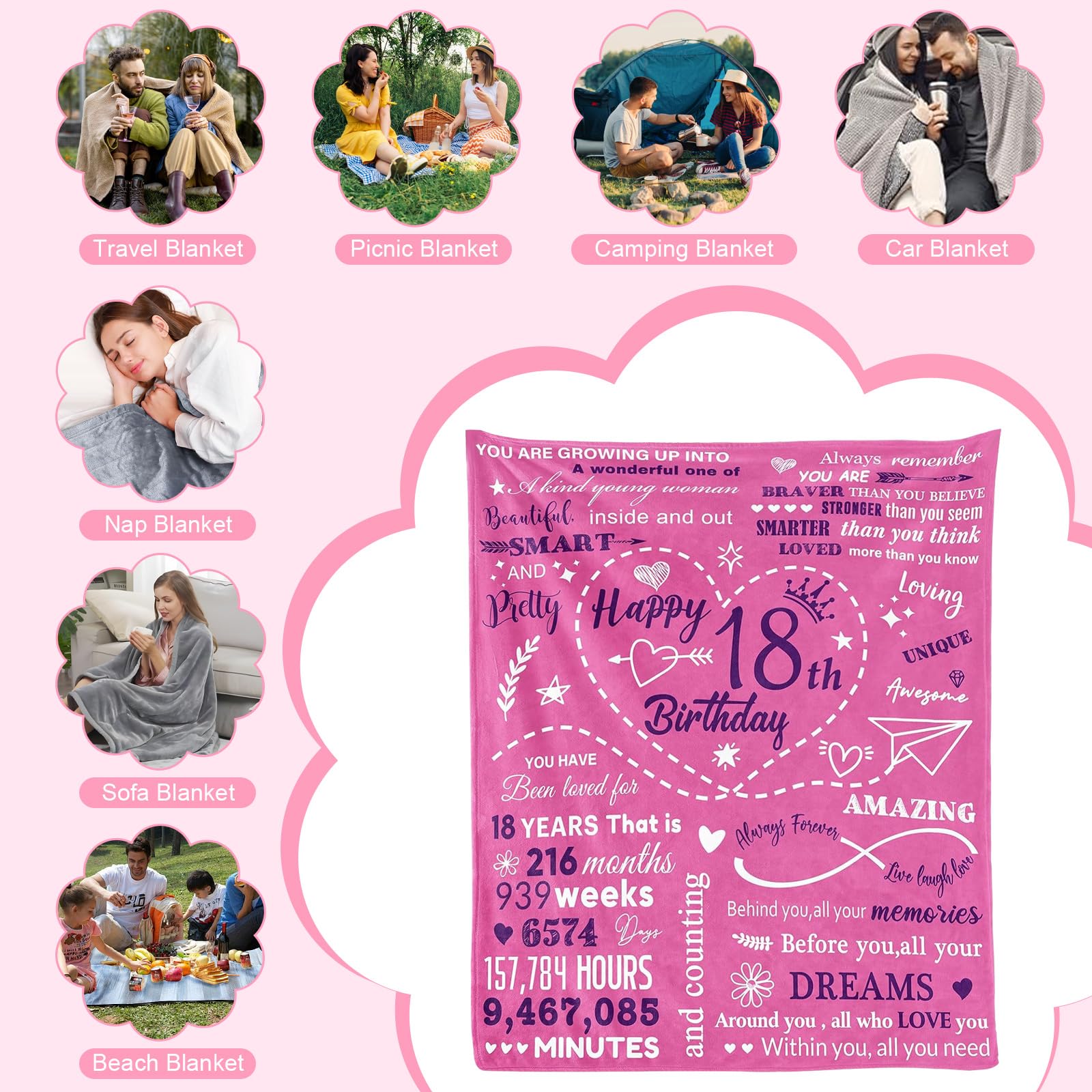 twirush 18th Birthday Gifts for Girls Birthday Girl Blanket 150 * 130Cm, Beautiul Gift for 18 Year Teenager - Image 7