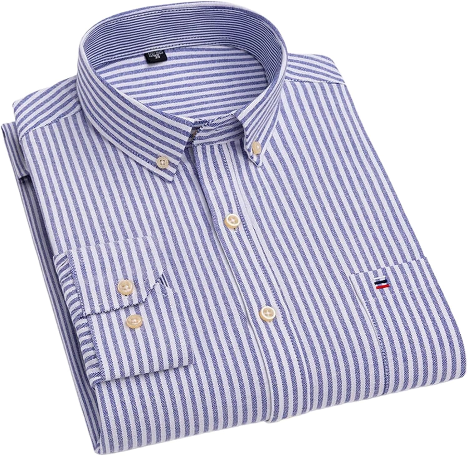 Cotton Shirts for Men Plain Shirt Oversized Long Sleeve Slim Fit Striped Plaid Tops