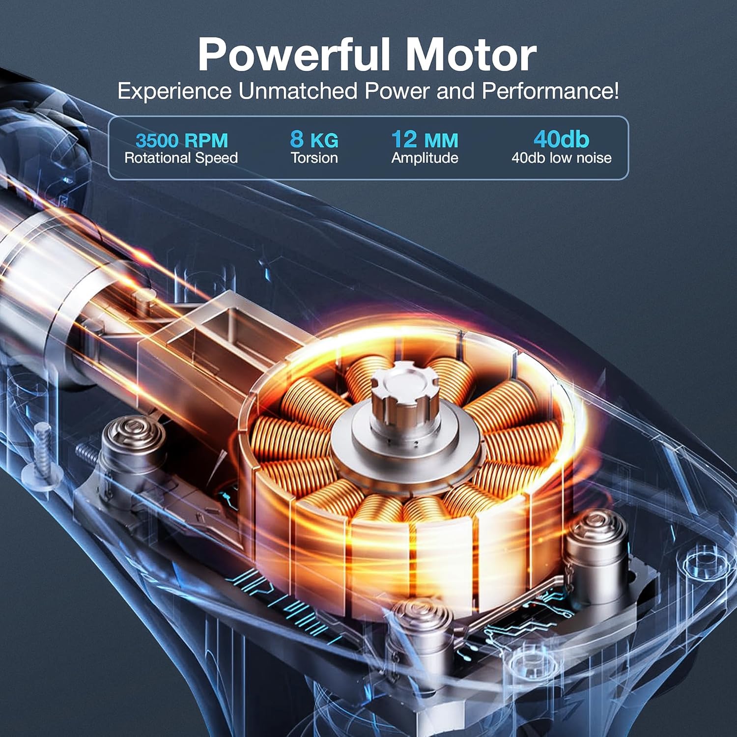 3-in-1 Massage Gun Extended Handle & Belt with 12 Speed Levels & 4 Replaceable Heads for Athletes, Gym Recovery and Seniors Back Pain |Back Massage Belt & Extended Handle Deep Tissue Massage - Image 7