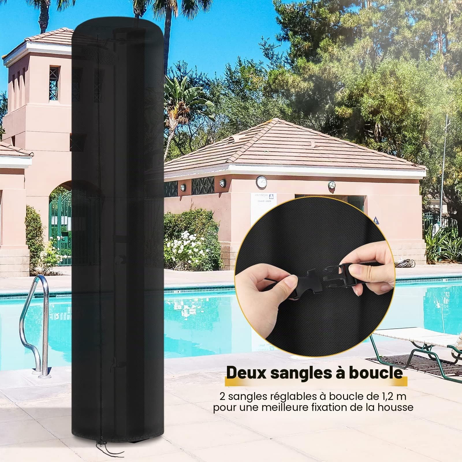 【Dimensions】 -La bâche de Protection de Douche extérieure de Jardin a Deux Tailles, 220 x 67 cm/230 x 67 cm. Avant d'acheter, assurez-Vous de mesurer la Taille de Votre Douche Solaire.