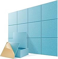 Vista 68 de Paquete de 6 paneles acústicos autoadhesivos, paneles de espuma de alta densidad a prueba de sonido de 12 x 12 x 0.4 pulgadas para paredes, paneles