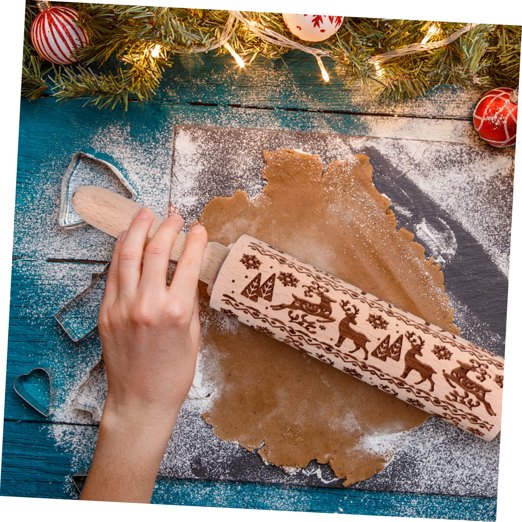 3piezas Rodillo De Cocina De Diseño Navideño Para Hornear Galletas y Pasteles Para